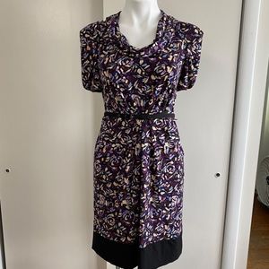 BCBG Paris Cowl Neck Multi-color Belted Dress